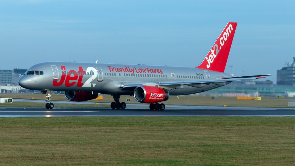 Jet2 Boeing 757 G-LASH lines up for takeoff.