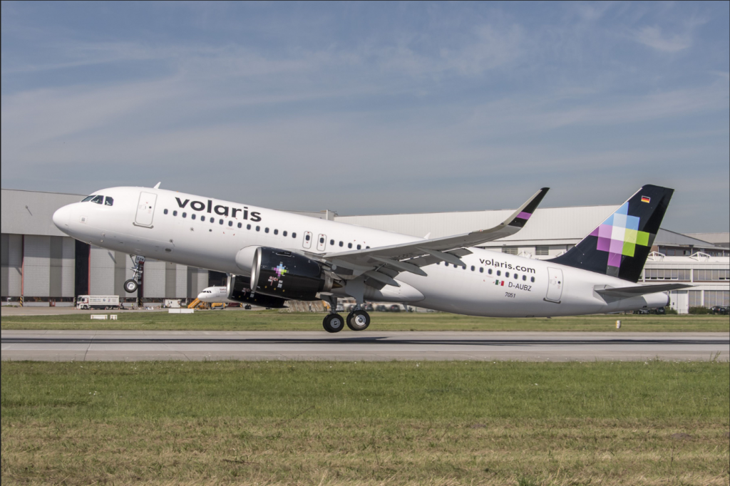 A Volaris A320neo becomes airborne.