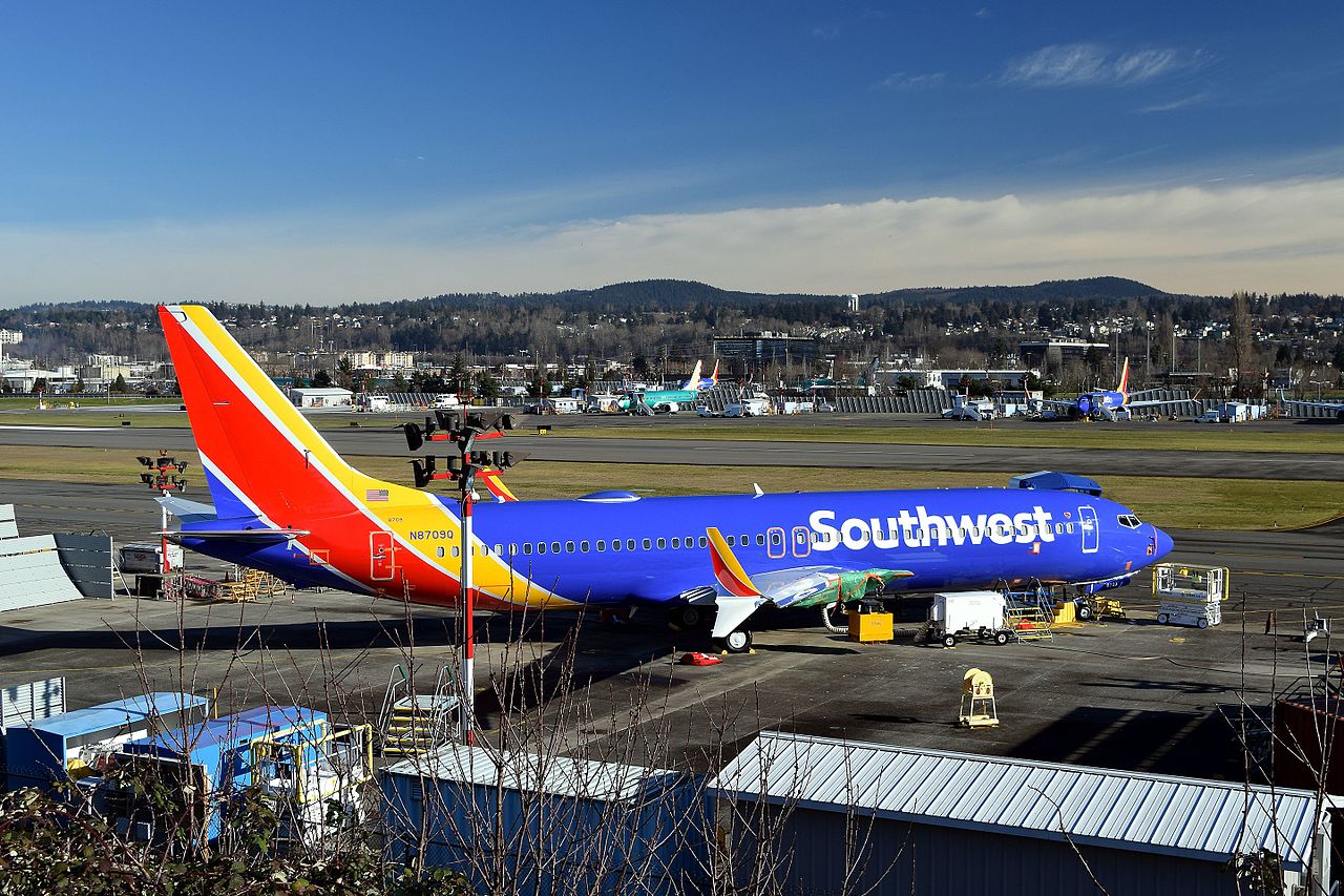 A Southwest Airlines Boeing 737 on the tarmac.