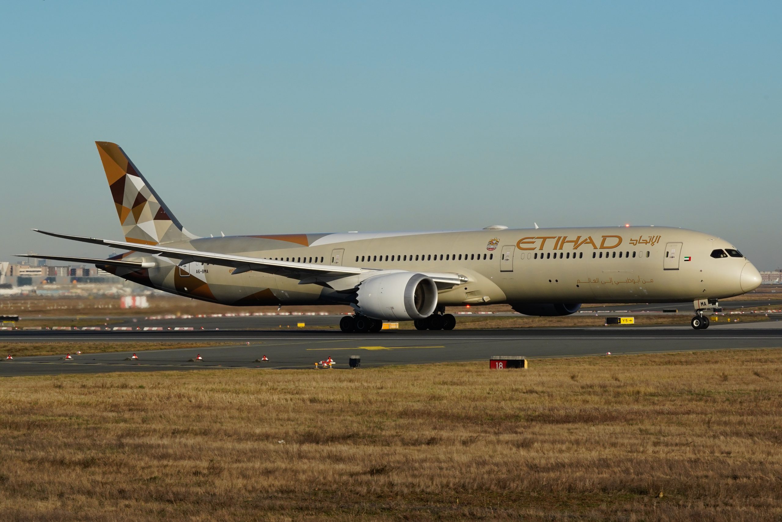 Etihad Airways Boeing 787-10 A6-BMA on the taxiway.