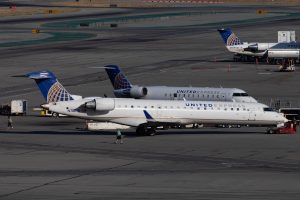 United Express (operated by SkyWest) Bombardier CRJ 700 at San Francisco.