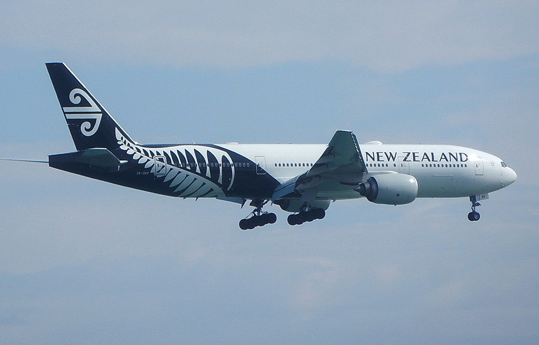 And Air New Zealand Boeing 777 in flight.