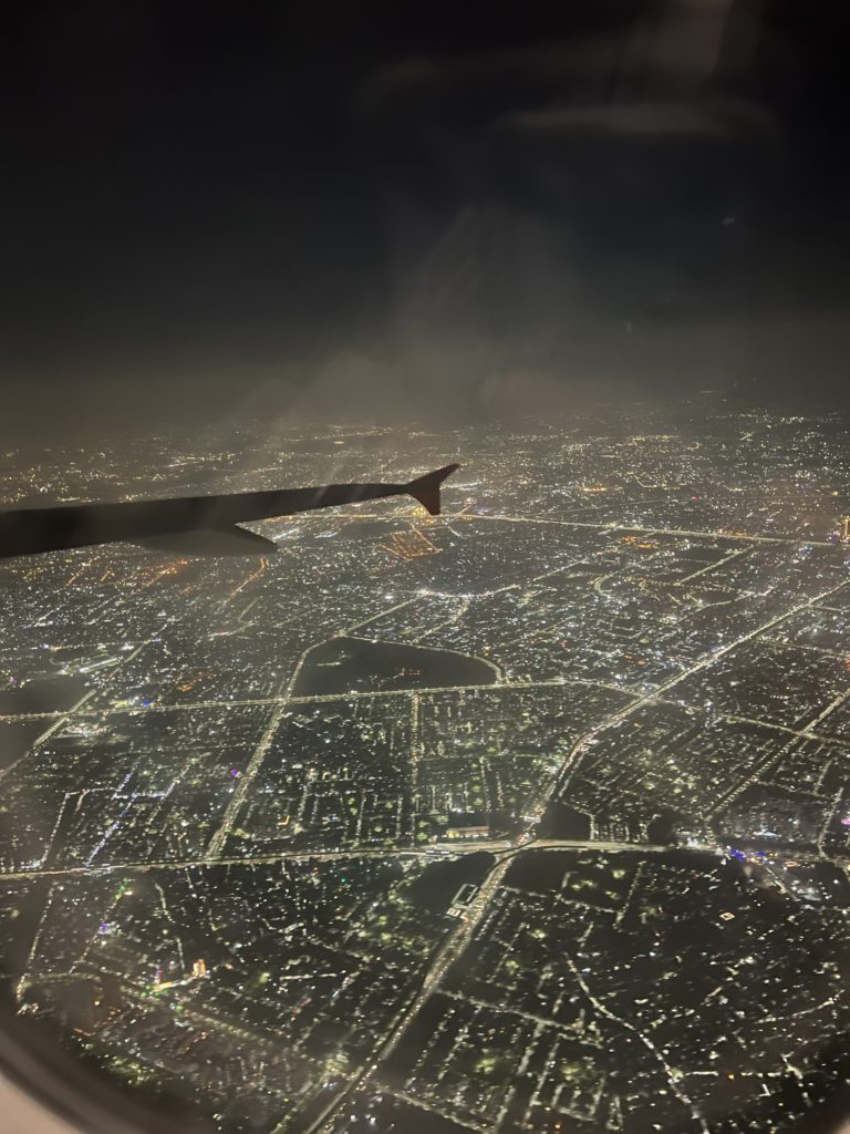 New Delhi at night seen from an AirAsia India aircraft.