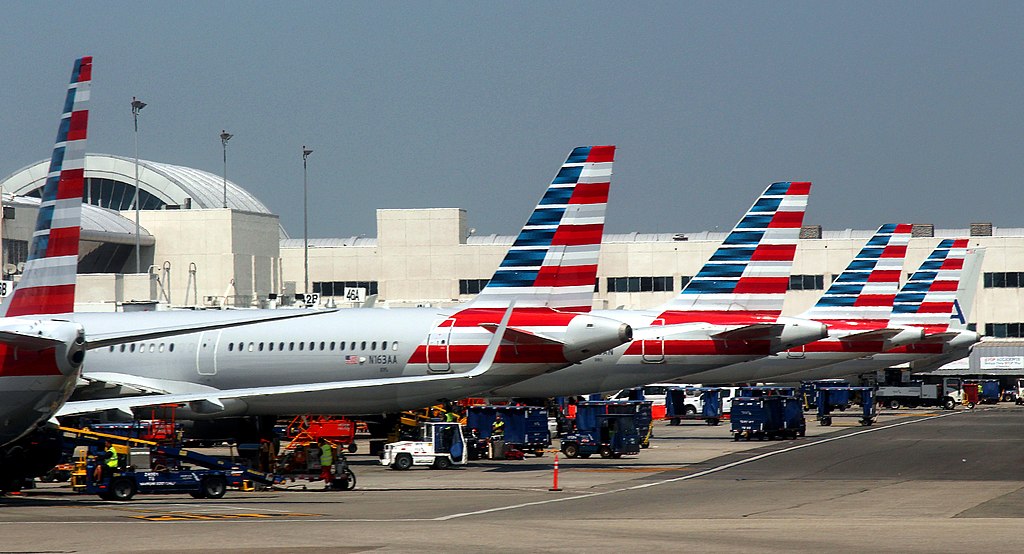 American Airlines aircraft parked together.