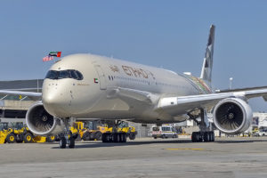 Etihad Airways 'Sustainable 50' A350 first flight to US