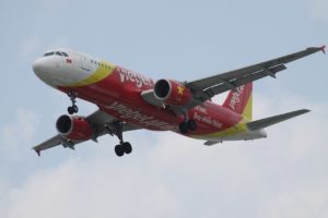 VietJet Air Airbus approaching to land.