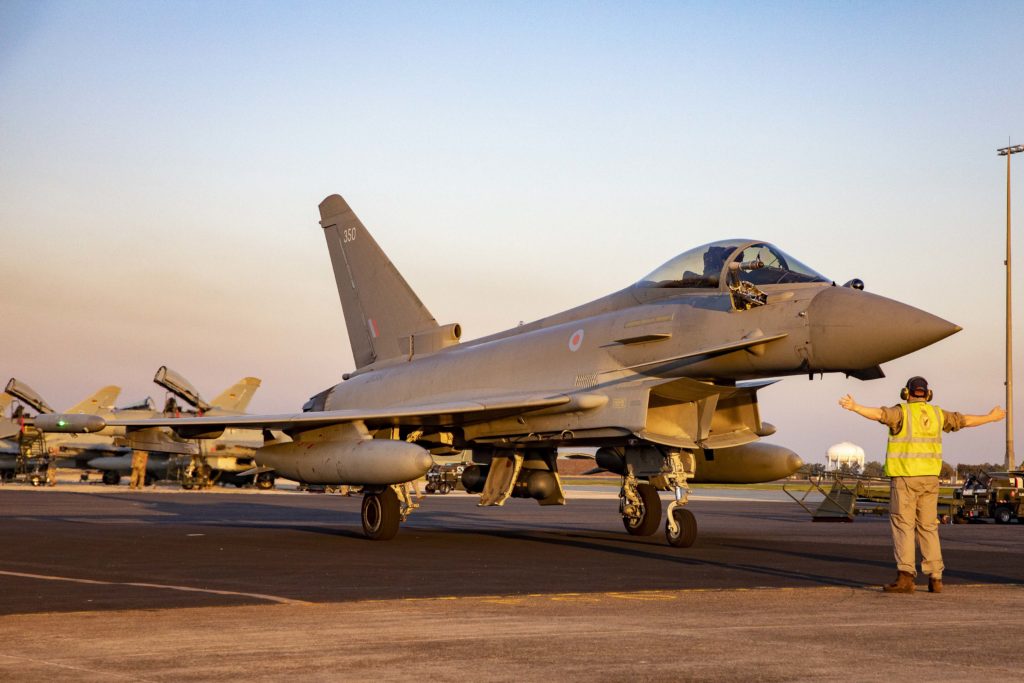 RAF Typhoon aircraft taxiing in Darwin Australia for Exercise Pitch Black