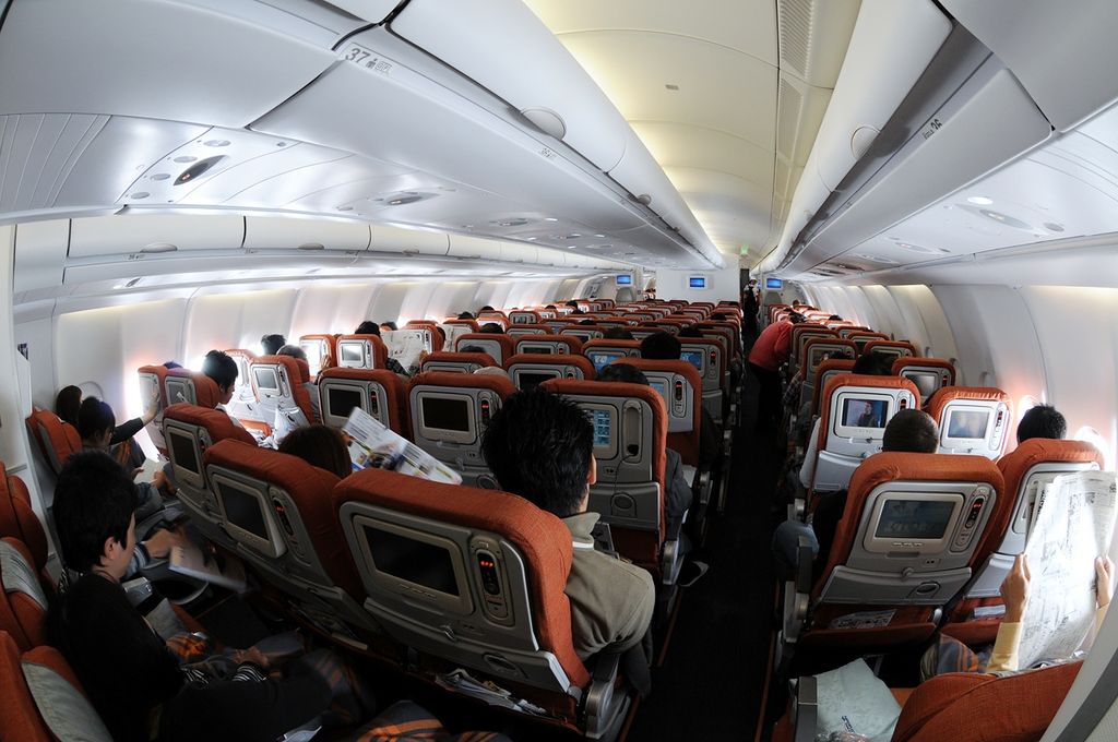 Seats in Airbus passenger cabin