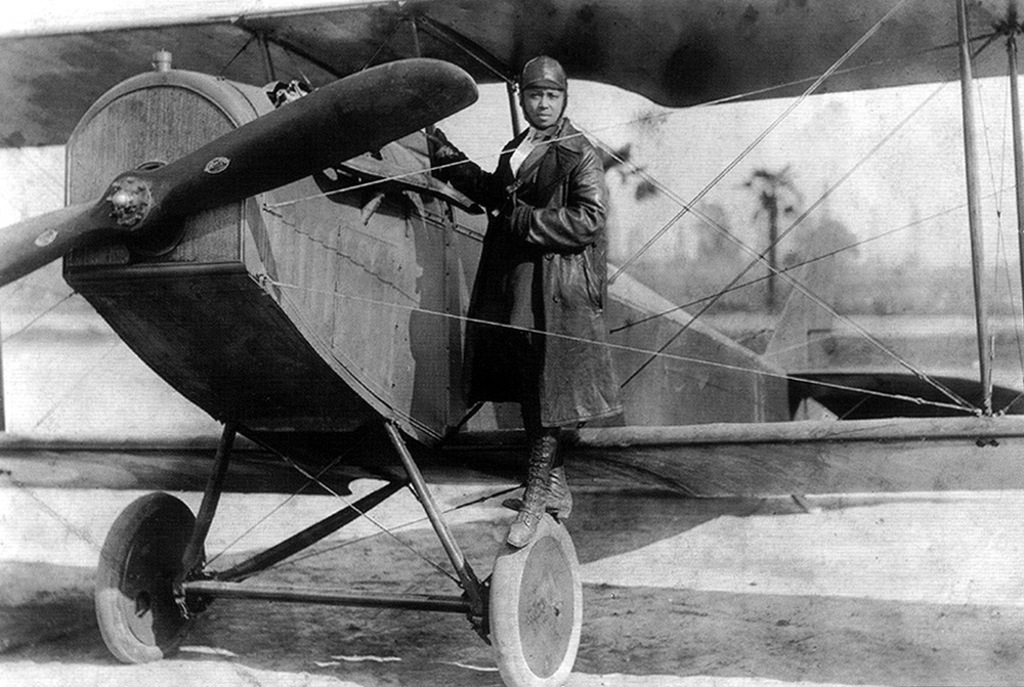 Bessie Coleman and her biplane 1922