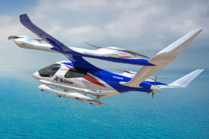 Bristow helicopters Alia eVTOL aircraft in flight.
