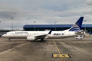 Copa Airlines Boeing 737-9 MAX parked at a Panama airport.