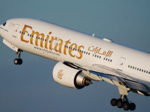 Emirates Airlines Boeing B777 taking off