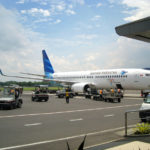 Indonesia flag carrier garuda aircraft parked at airport