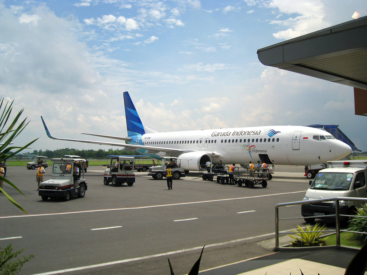 Garuda Indonesia aircraft parked at airport