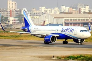 An IndiGo airlines Airbus A320 taxiing.