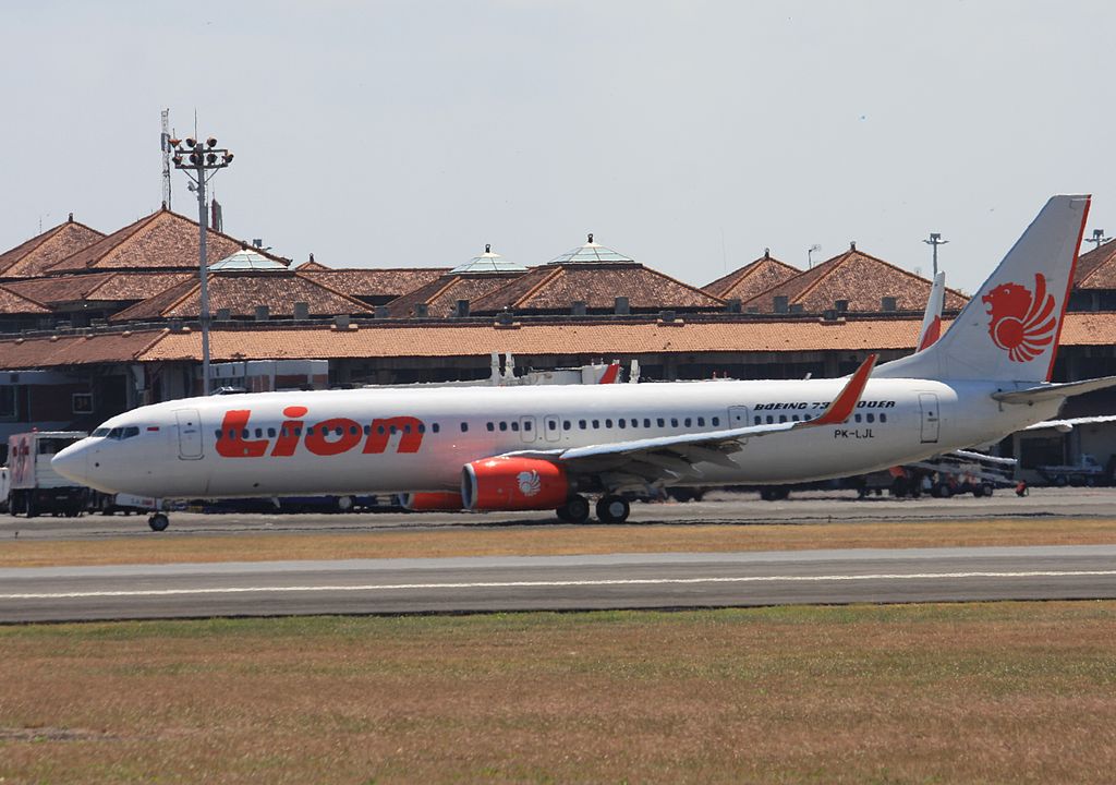 A Lion Air 737 taxis for takeoff.