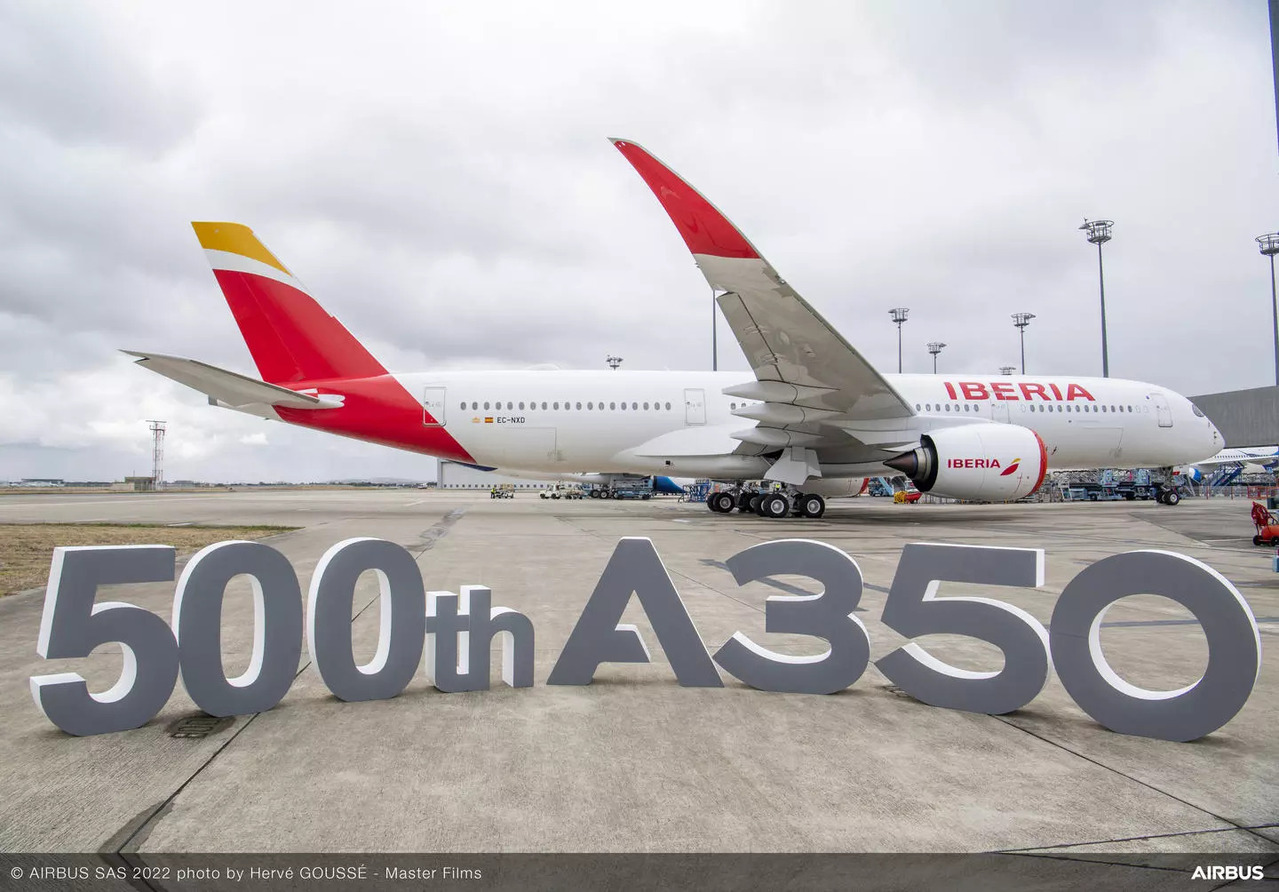 Airbus delivers the 500th A350 aircraft.