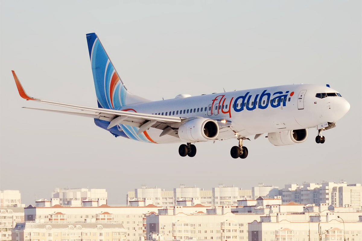 A flyDubai Boeing 737 approaching to land.
