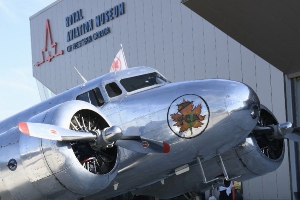 An Air Canada vintage Lockheed Electra parked at the Royal Aviation Museum.