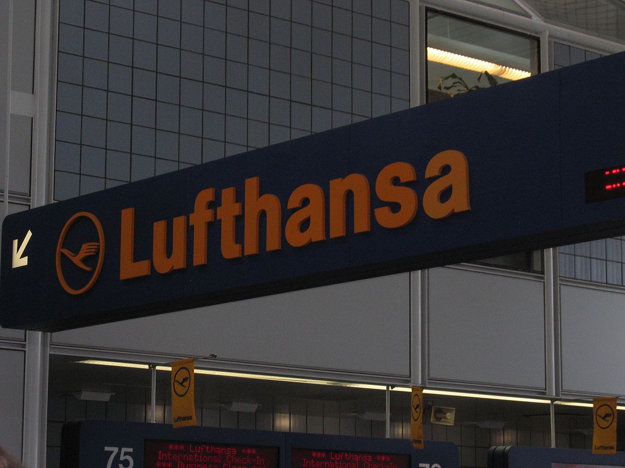 Lufthansa Airlines logo at Chicago O'Hare airport