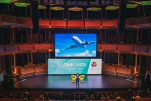 A view of the stage at the Skift Global Forum 2022.