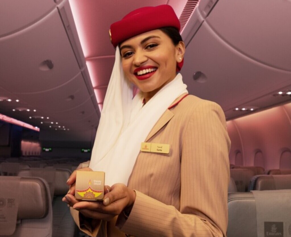 An Emirates cabin crew member celebrates Diwali.