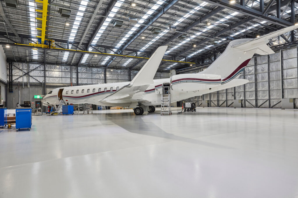 The interior of Bombardier's new Melbourne Service Centre Essendon hangar.