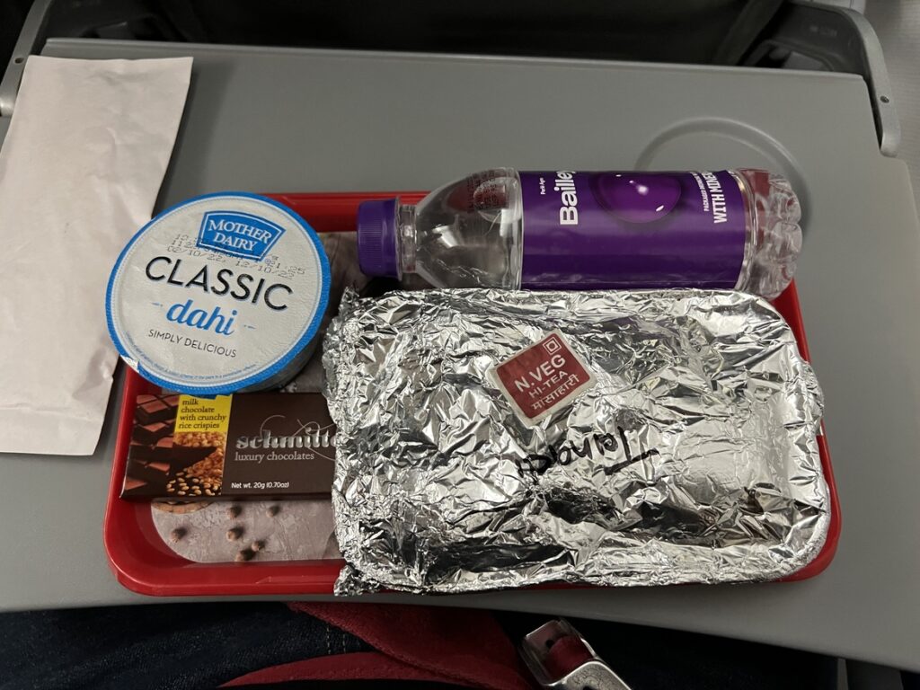 The in-flight meal onboard the SpiceJet 737 from Mumbai.