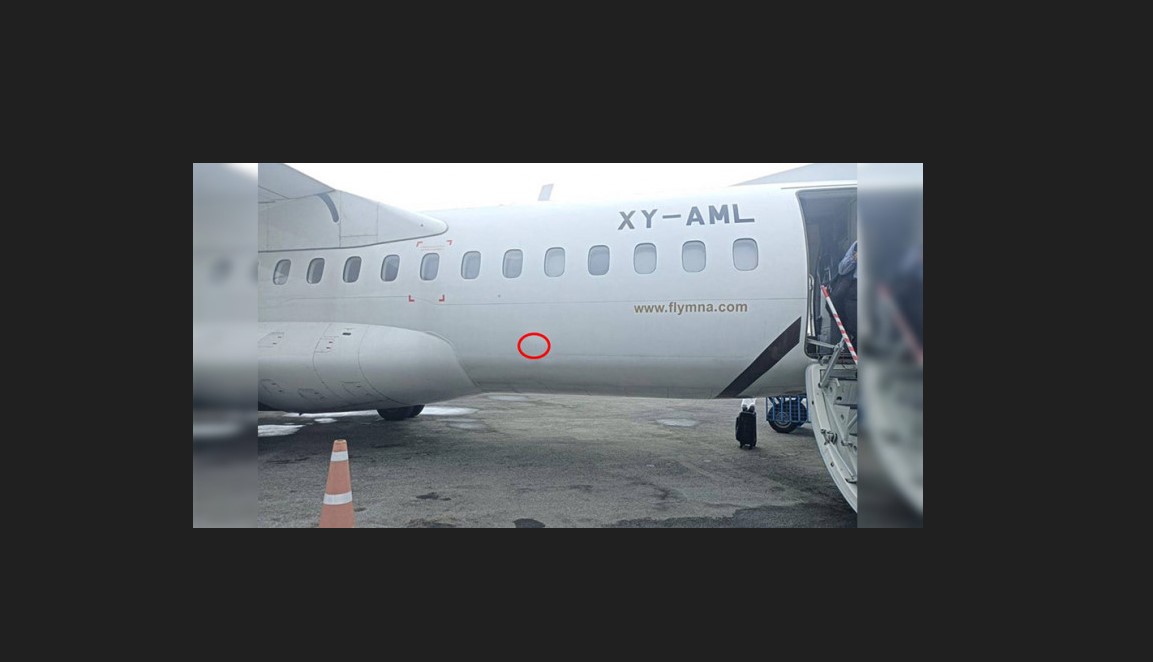 A Myanmar national Airlines ATR72 struck by gunfire