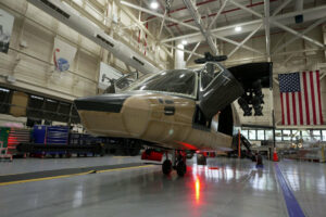 The Sikorsky Raider X prototype helicopter in the hangar.