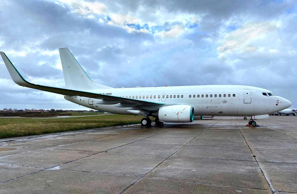 A Boeing 737NG airframe purchased by Aventure Aviation for spare parts.