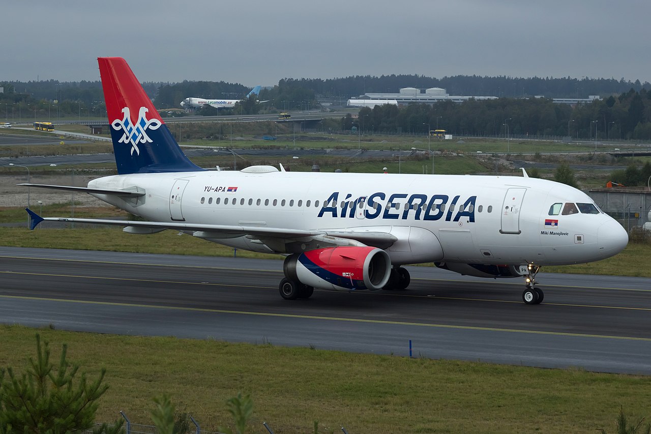 An Air Serbia Airbus A310 on the taxiway.