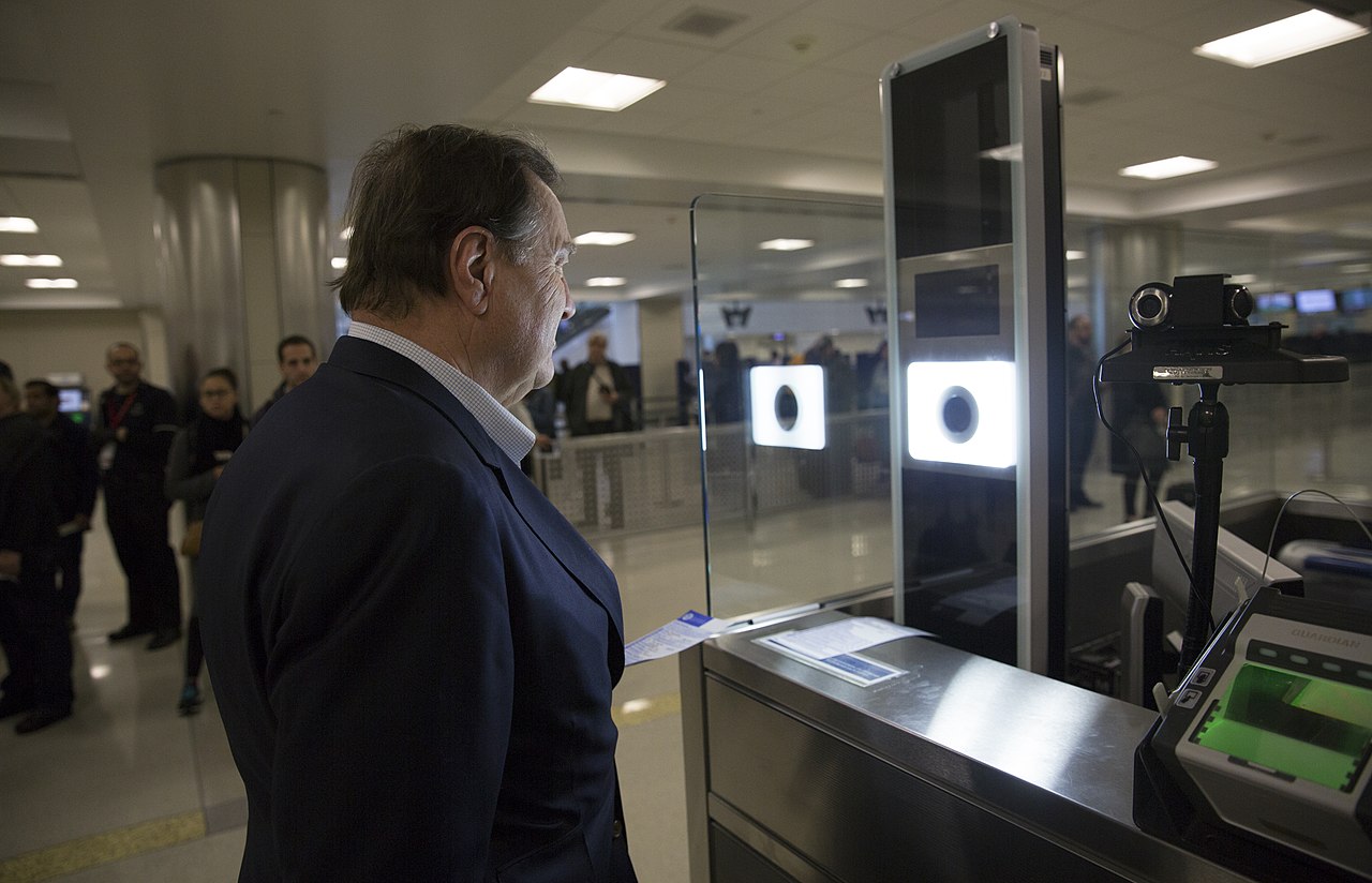 A biometric recognition system at Dulles Airport.