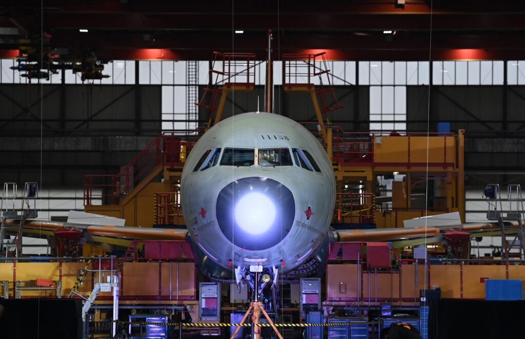 An Airbus A321 being assembled at the Tianjin, China assembly plant.
