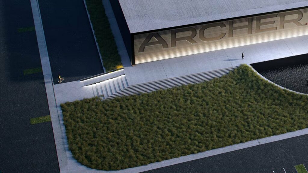 A render of the new Archer Aviation manufacturing facility in Georgia
