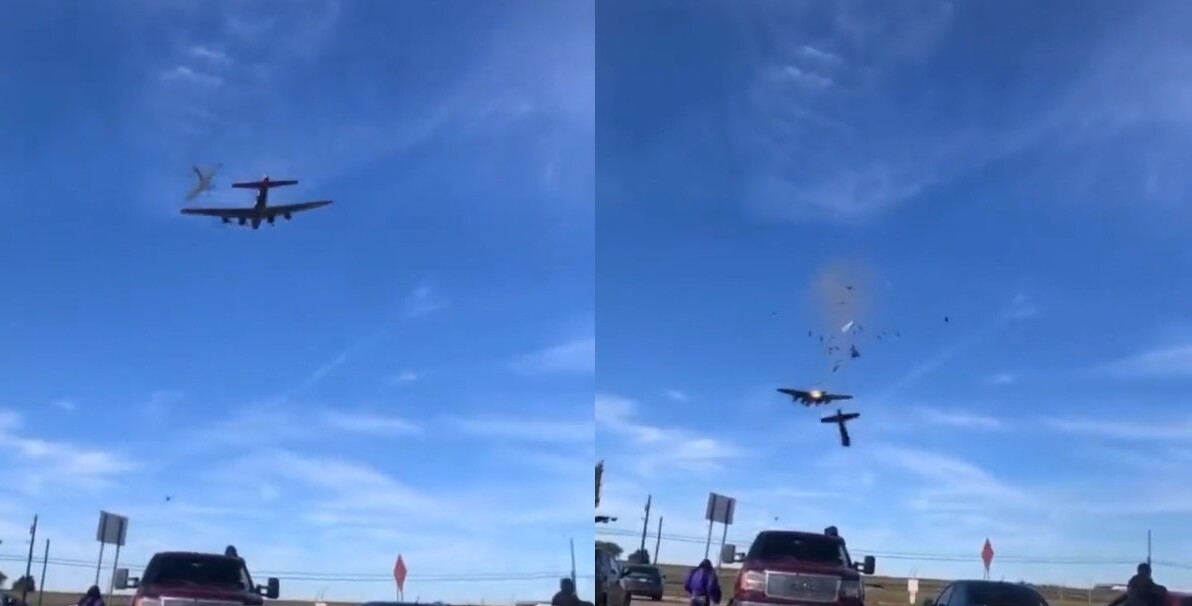 Two warbids collide in mid-air at Dallas Air Show