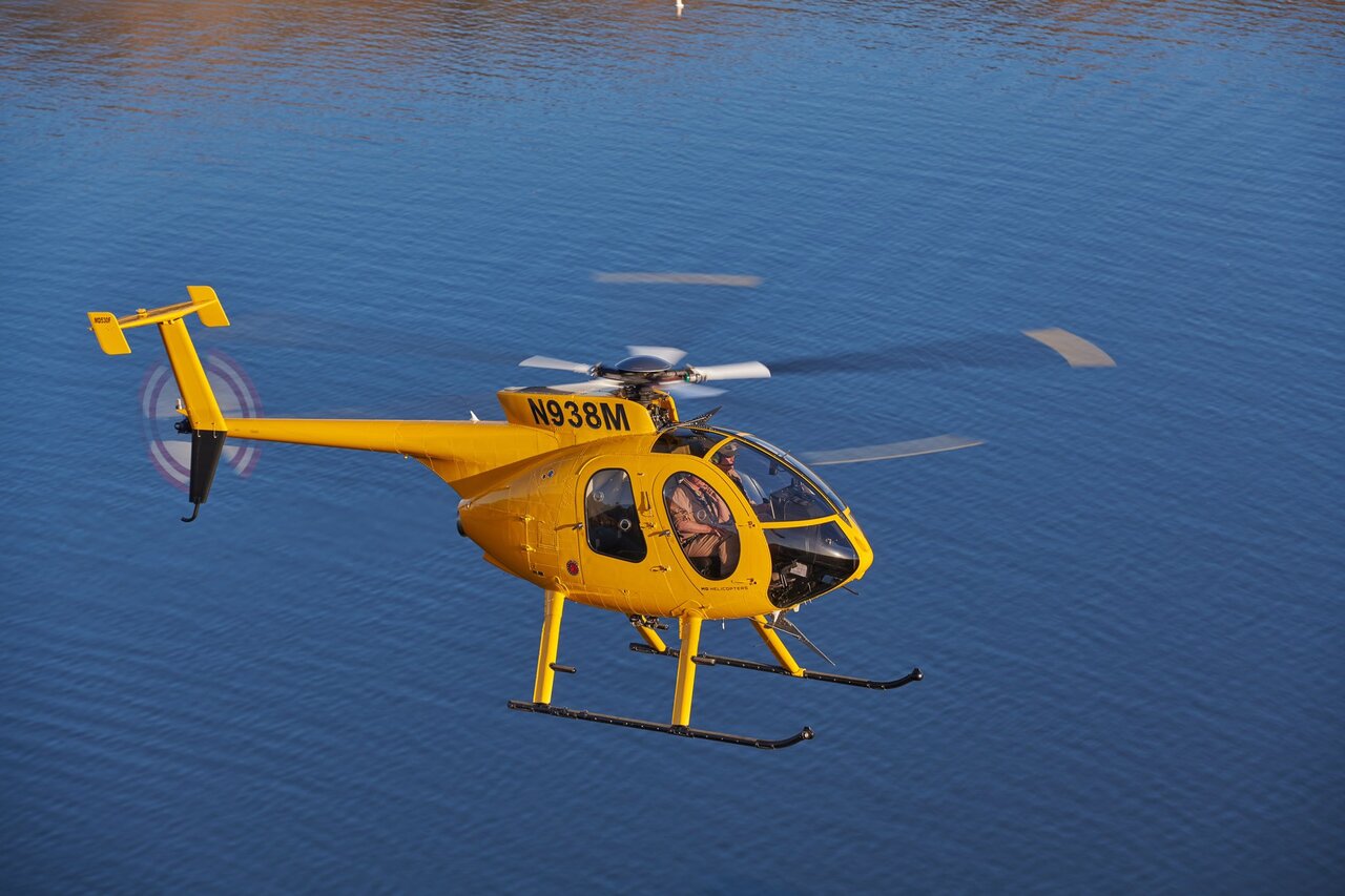 An MD Helicopters MD 500 in flight.