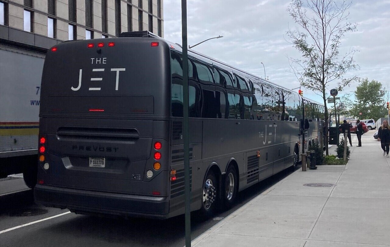 The Jet premium bus parked.
