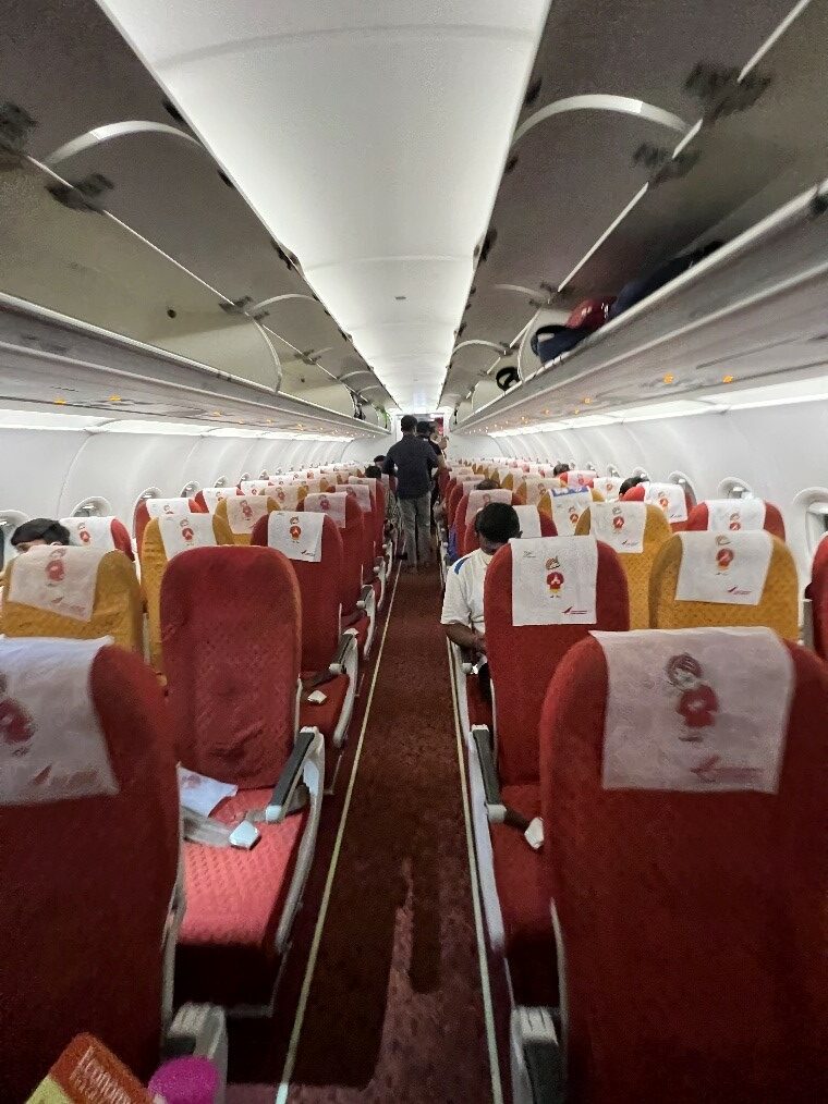 The cabin of the Air India flight to Bengaluru.