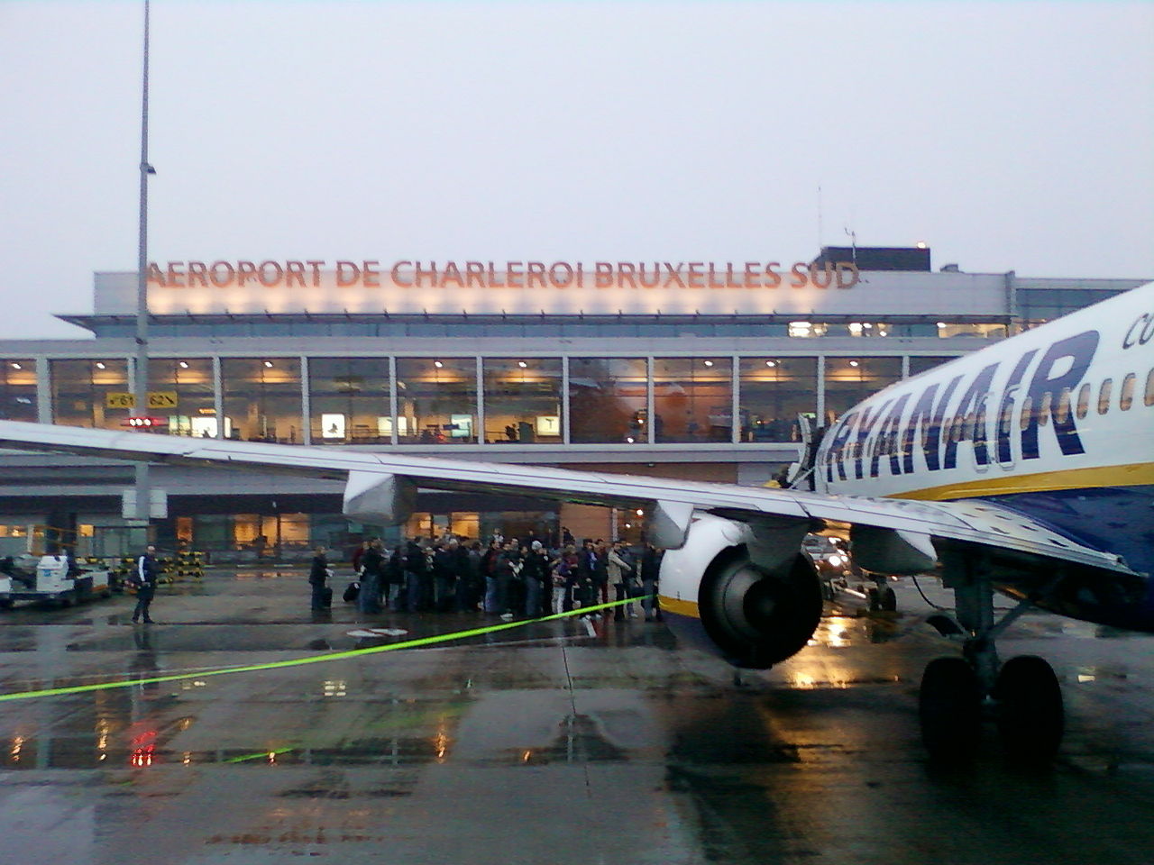 A Ryanair aircraft parked at Brussels South Charleroi Airport.
