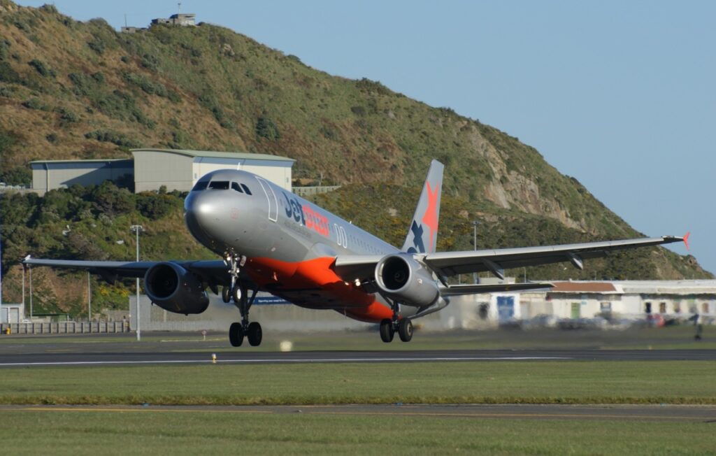 A Jetstar A320 takes off.