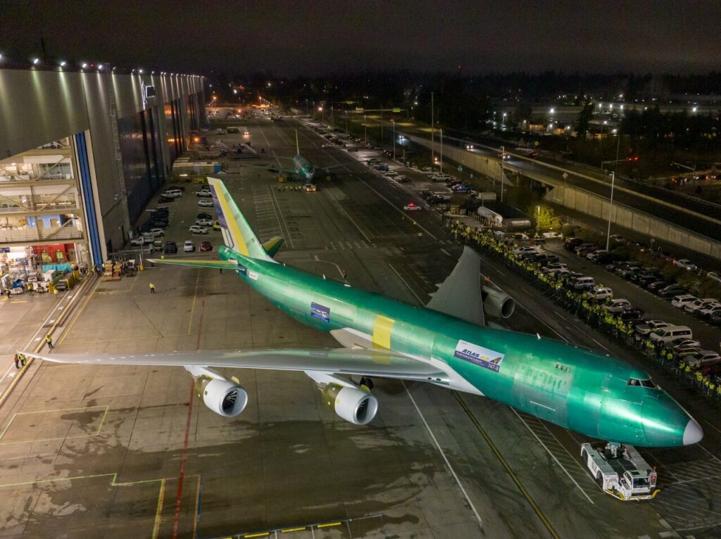 The last Boeing 747 leaves the Boeing production facility at Everett, Seattle