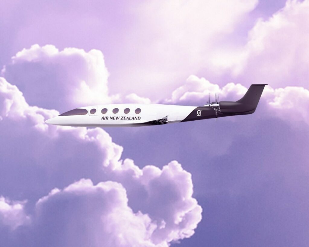A render of the Eviation Alice electric aircraft in Air New Zealand livery.