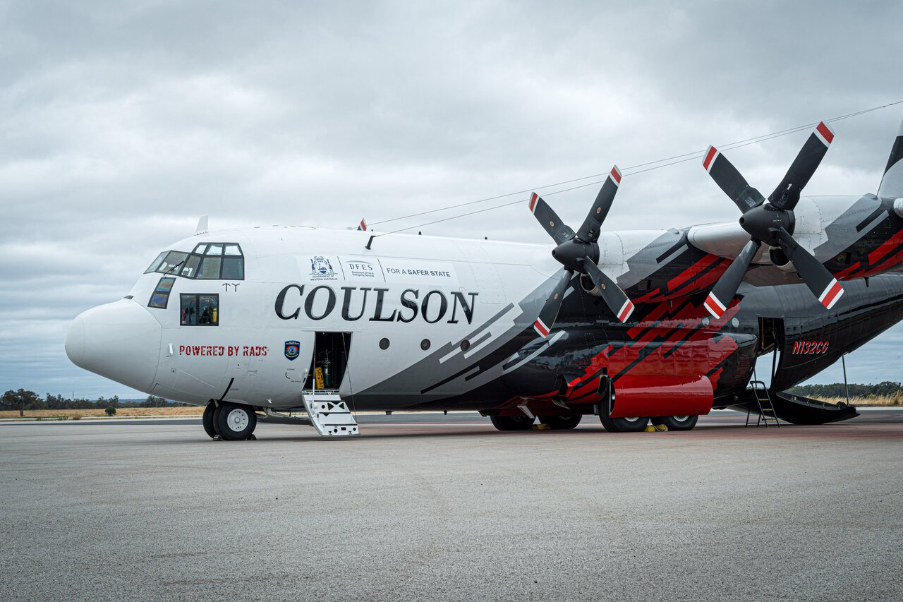 A Coulson Aviation Large Air Tanker (LAT) on the tarmac.