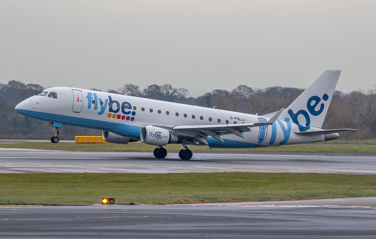 Embraer E175 in its former livery with Flybe.