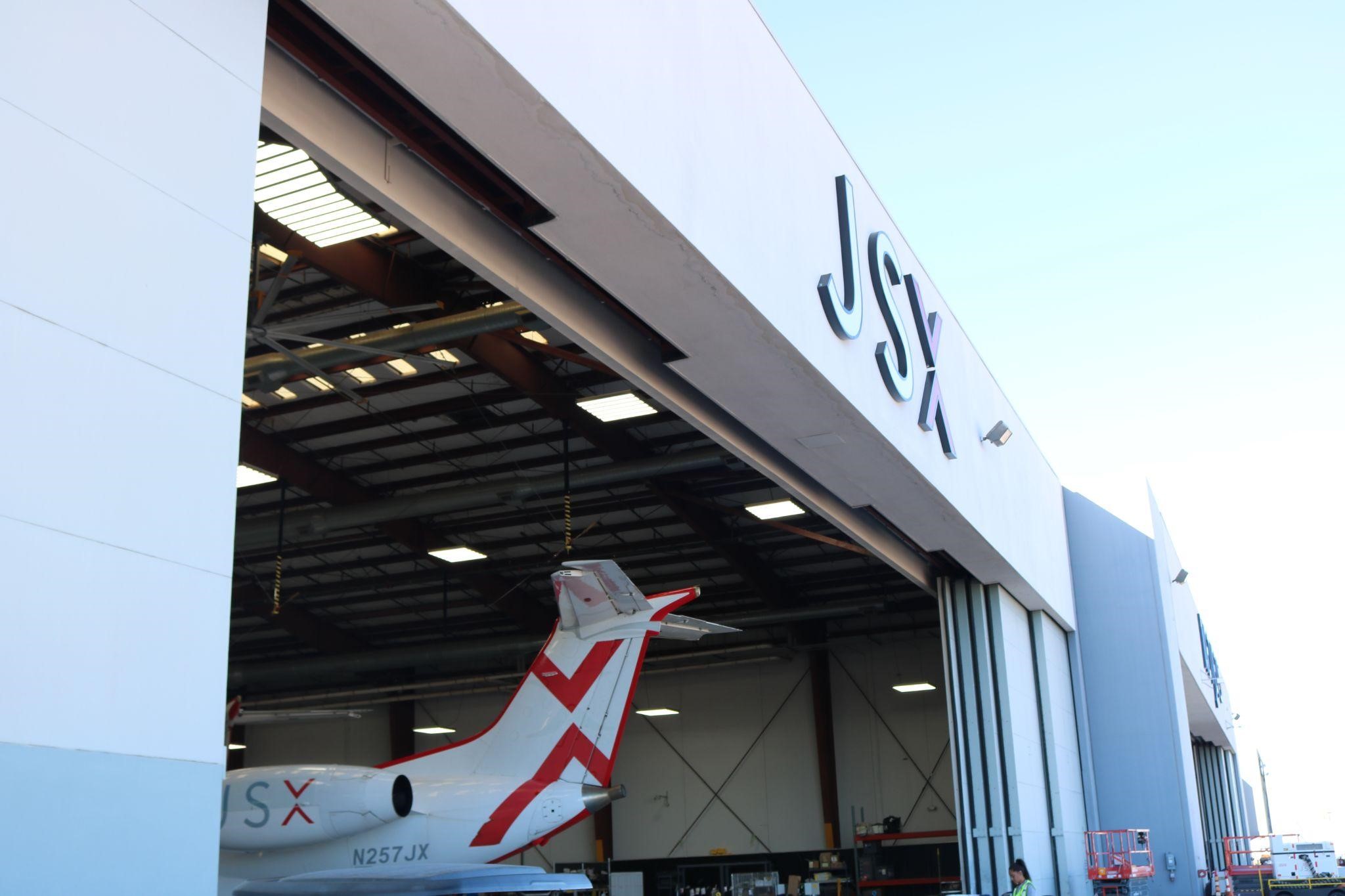 An open JSX hangar.