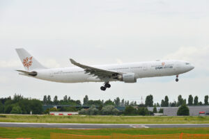 A GetJet Airlines Airbus A330 lifts off the runway.