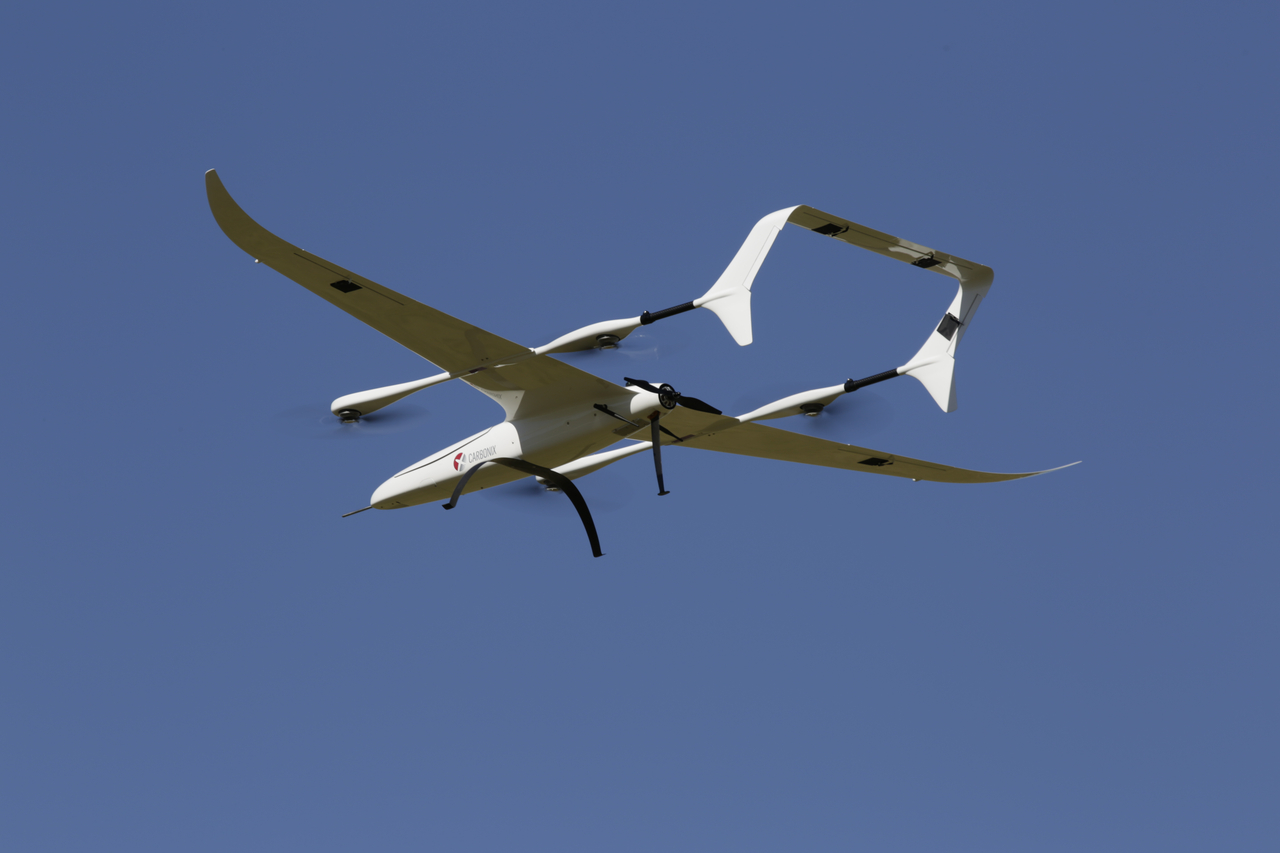 A Carbonix VTOL UAS in flight.