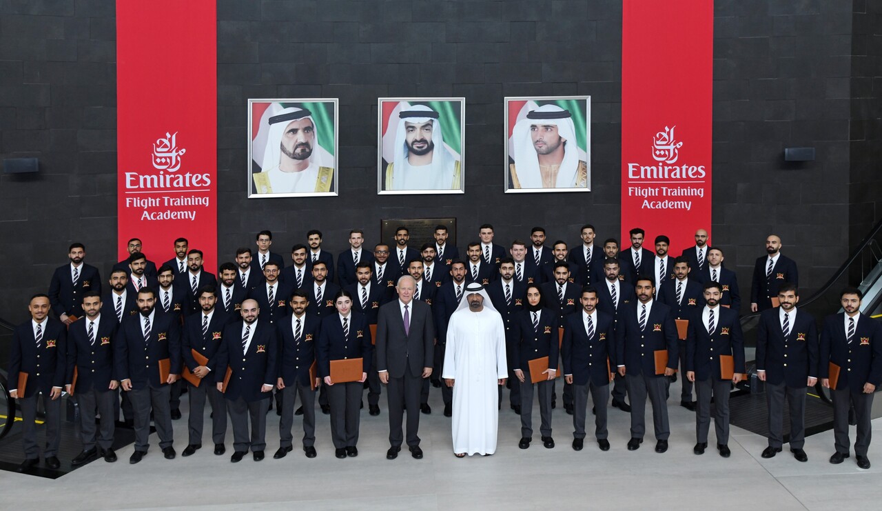 The graduating class of 53 new pilots at Emirates Flight Training Academy.