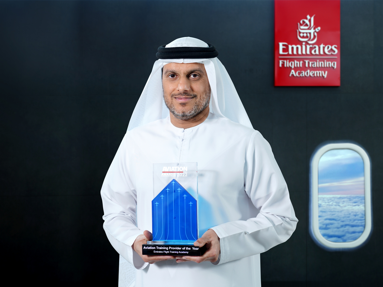 Capt Abdulla Al Hammadi, Vice President Emirates Flight Training Academy, accepted the much-coveted Aviation Training Provider of the Year Award at the Aviation Business Middle East Awards 2022